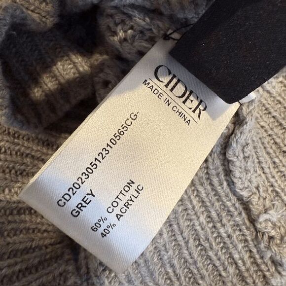 Cider Knit Hooded Zipper Hollow Out Cardigan Gray Open Knit Size XS - Picture 7 of 12